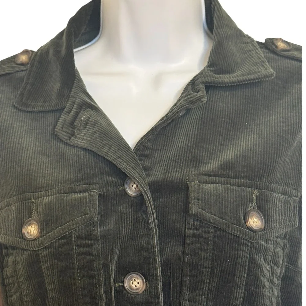 🆕 KUT FROM THE KLOTH Kyra Deep Olive Green Corduroy Utility Jacket NWOT Small - Picture 3 of 8